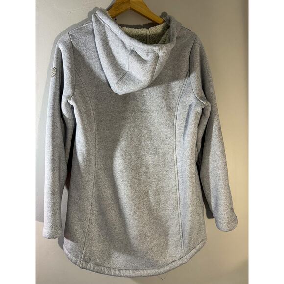 GERRY Gray Sherpa Fleece-Lined Full-Zip Hoodie | Long Duster/Tunic Length (Sz M) - Picture 3 of 7